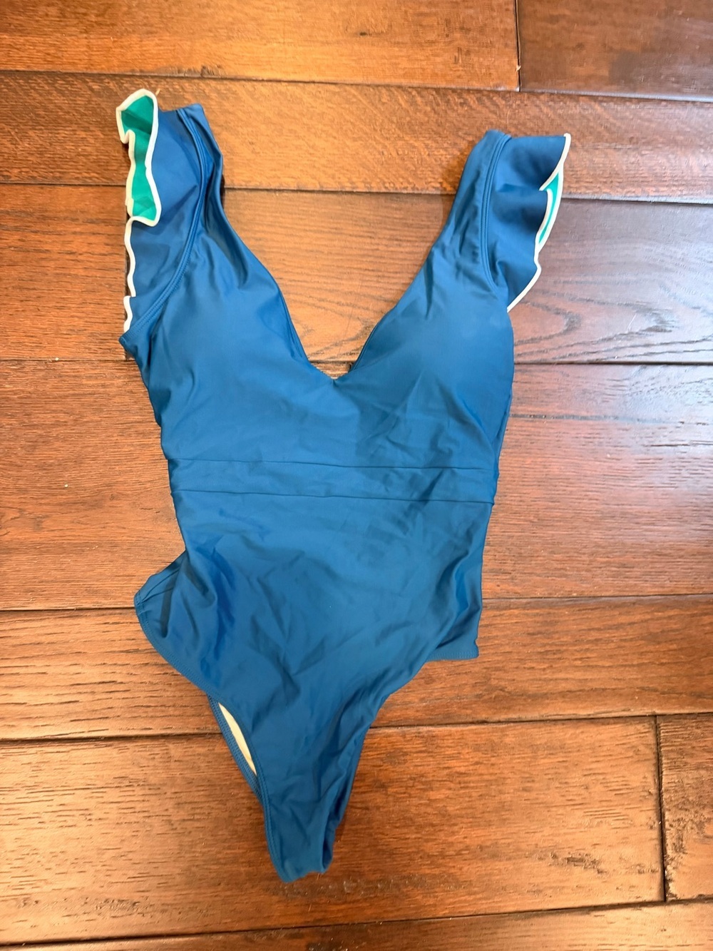 summersalt Deep Blue Ruffle-Shoulder One-Piece Swimsuit - Picture 2 of 6